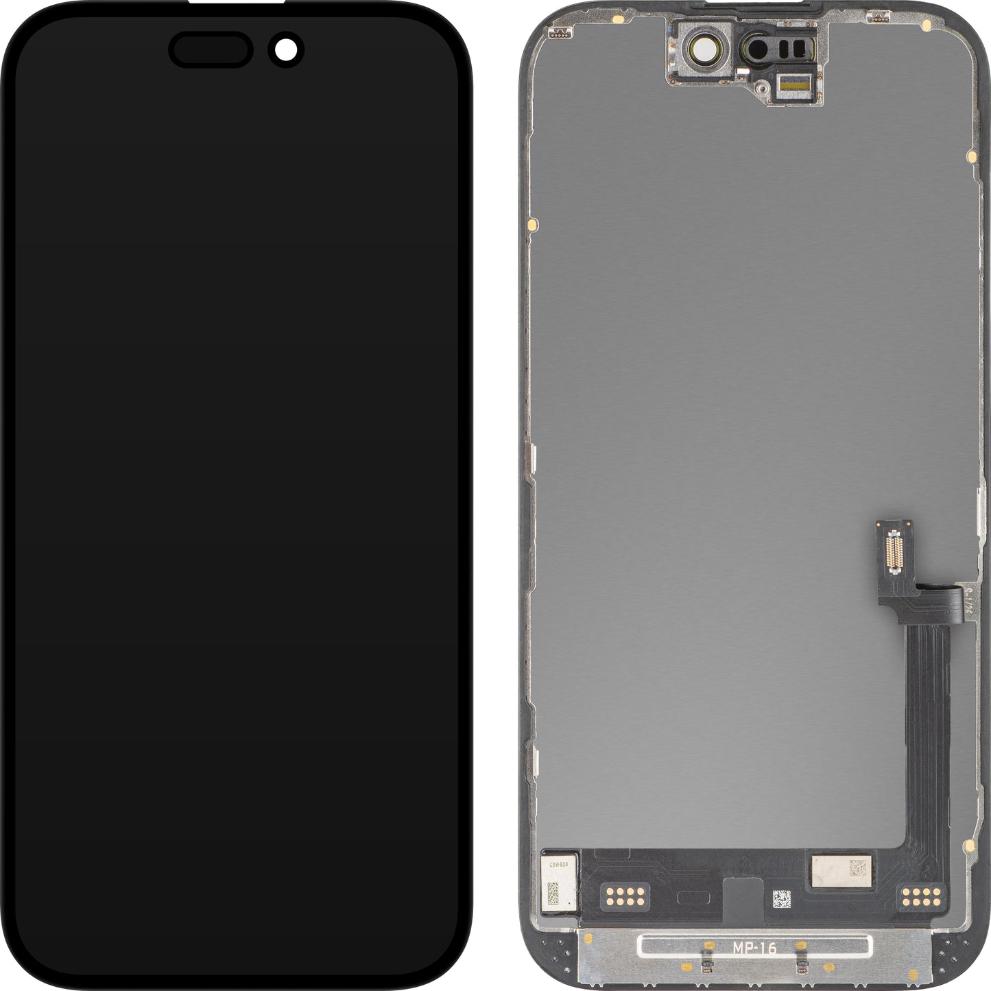 Écran tactile MP compatible avec Apple iPhone 16, avec cadre, version Premium Soft OLED FHD 120Hz Diagnostic, noir
