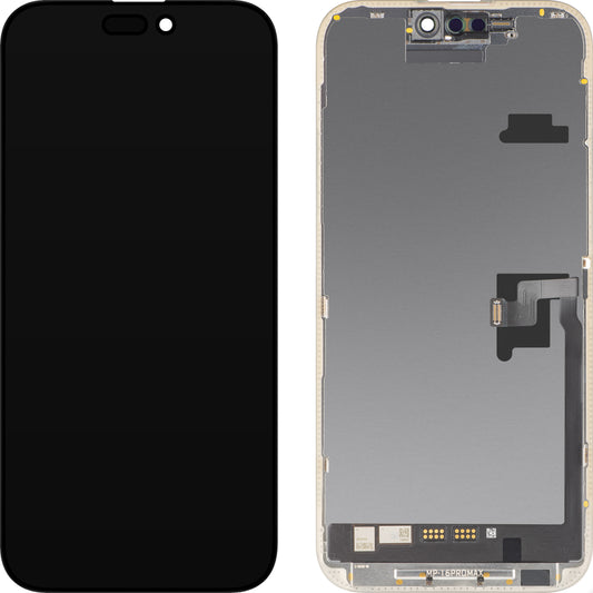Écran avec écran tactile MP compatible avec Apple iPhone 16 Pro Max, avec cadre, version logicielle OLED FHD 120Hz Diagnostic, noir
