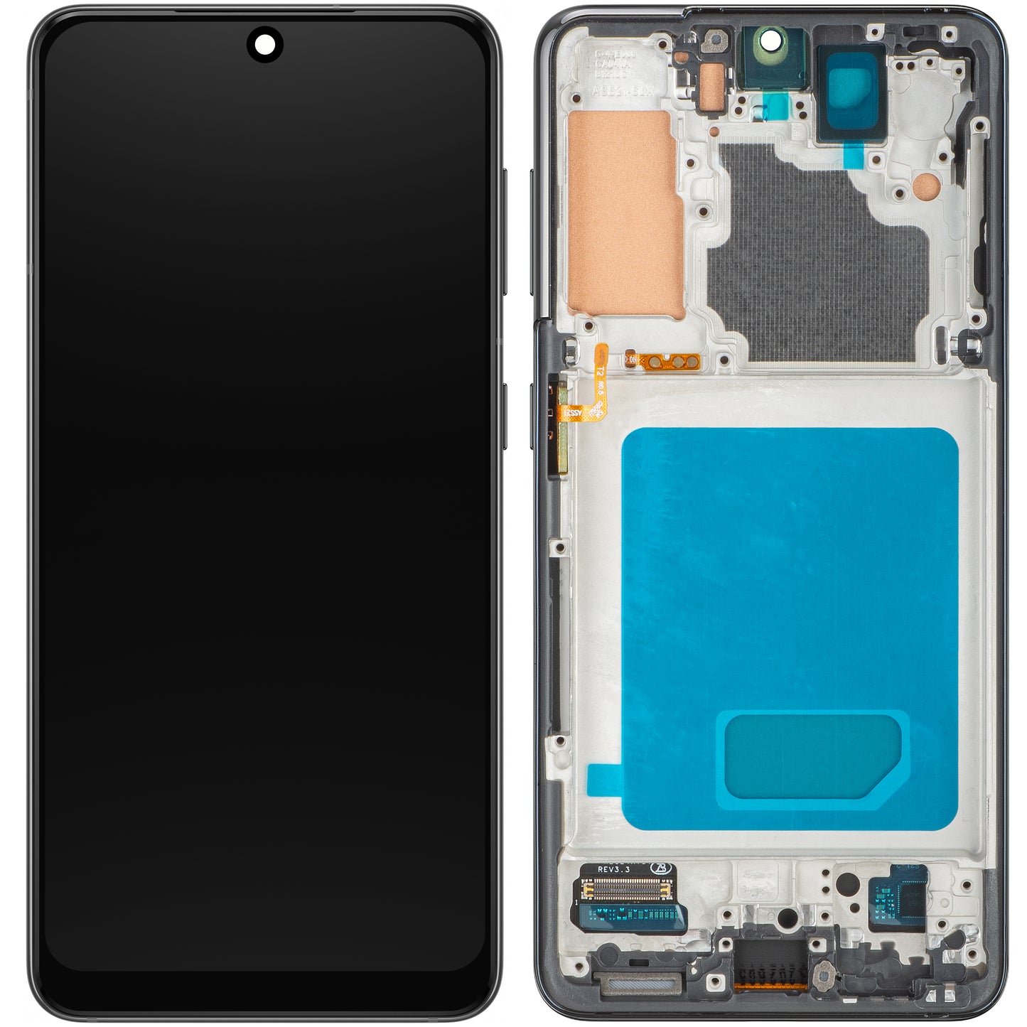 Écran avec écran tactile MP compatible avec Samsung Galaxy S21 5G G991, avec cadre, noir, reconditionné