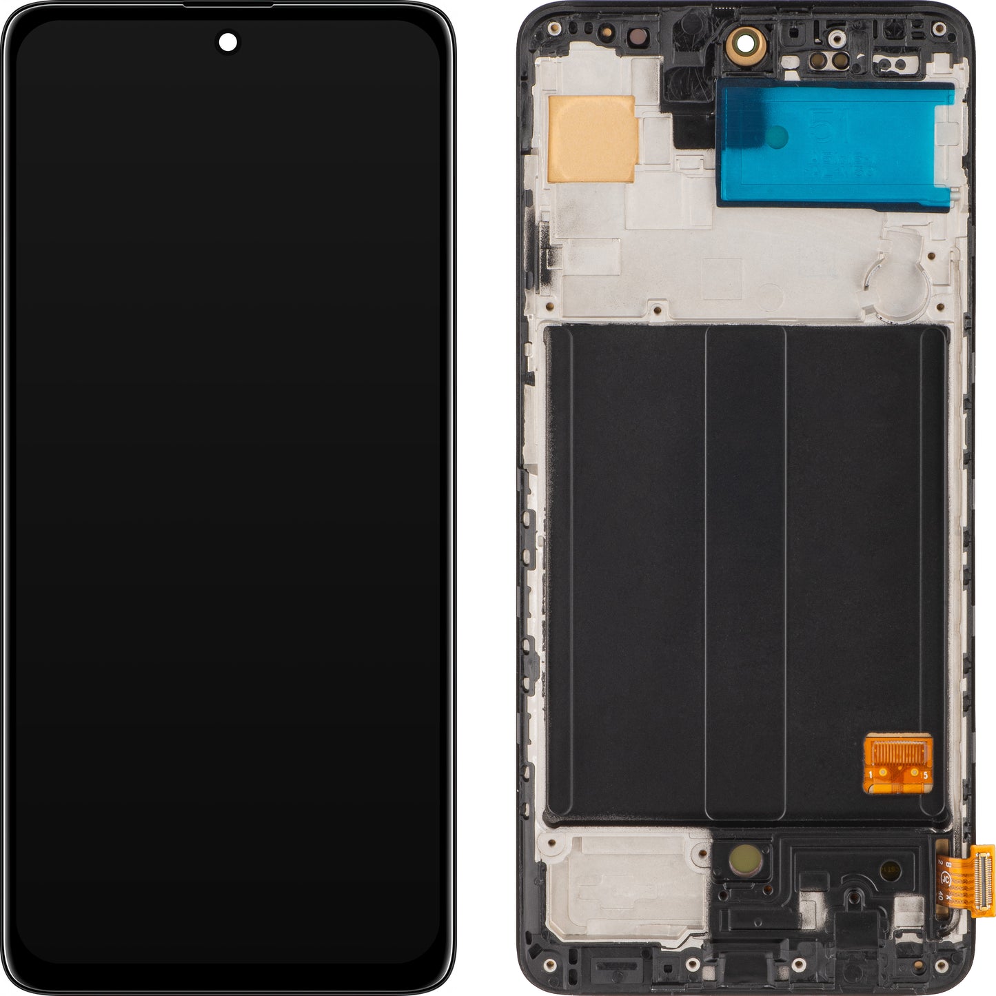 MP Touchscreen Display kompatibel zu Samsung Galaxy A51 A515, mit Rahmen, OLED Version, Schwarz