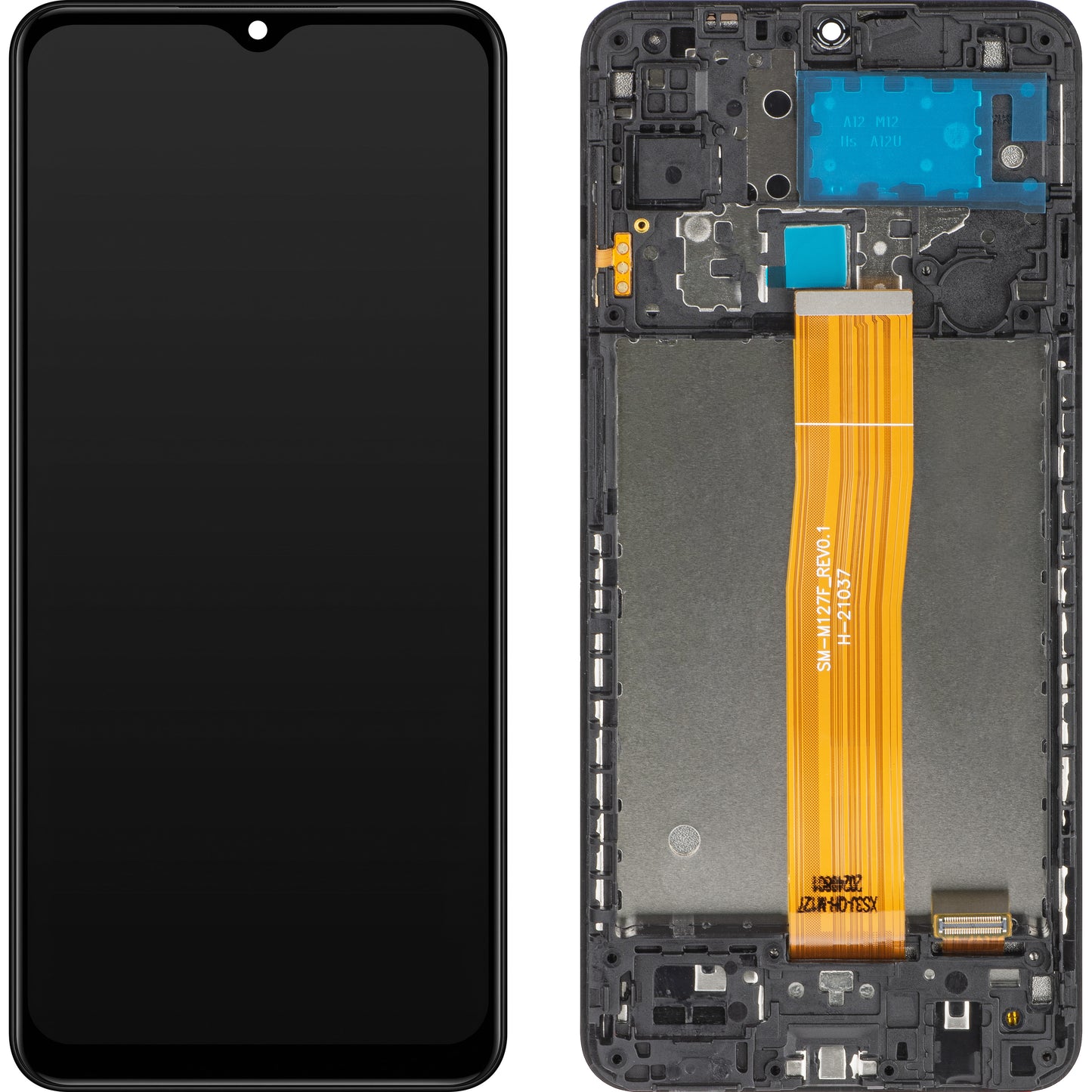 Écran tactile MP compatible avec Samsung Galaxy M12 M127, avec cadre, noir