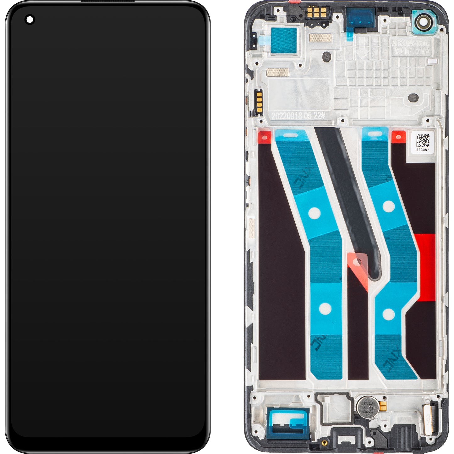 Touchscreen Display Realme 10, mit Rahmen, Schwarz, Service Pack 4130359