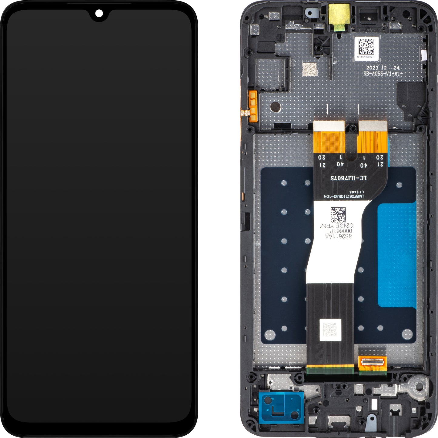 Écran tactile Samsung Galaxy A05s A057, avec cadre, noir, Service Pack GH81-24364A