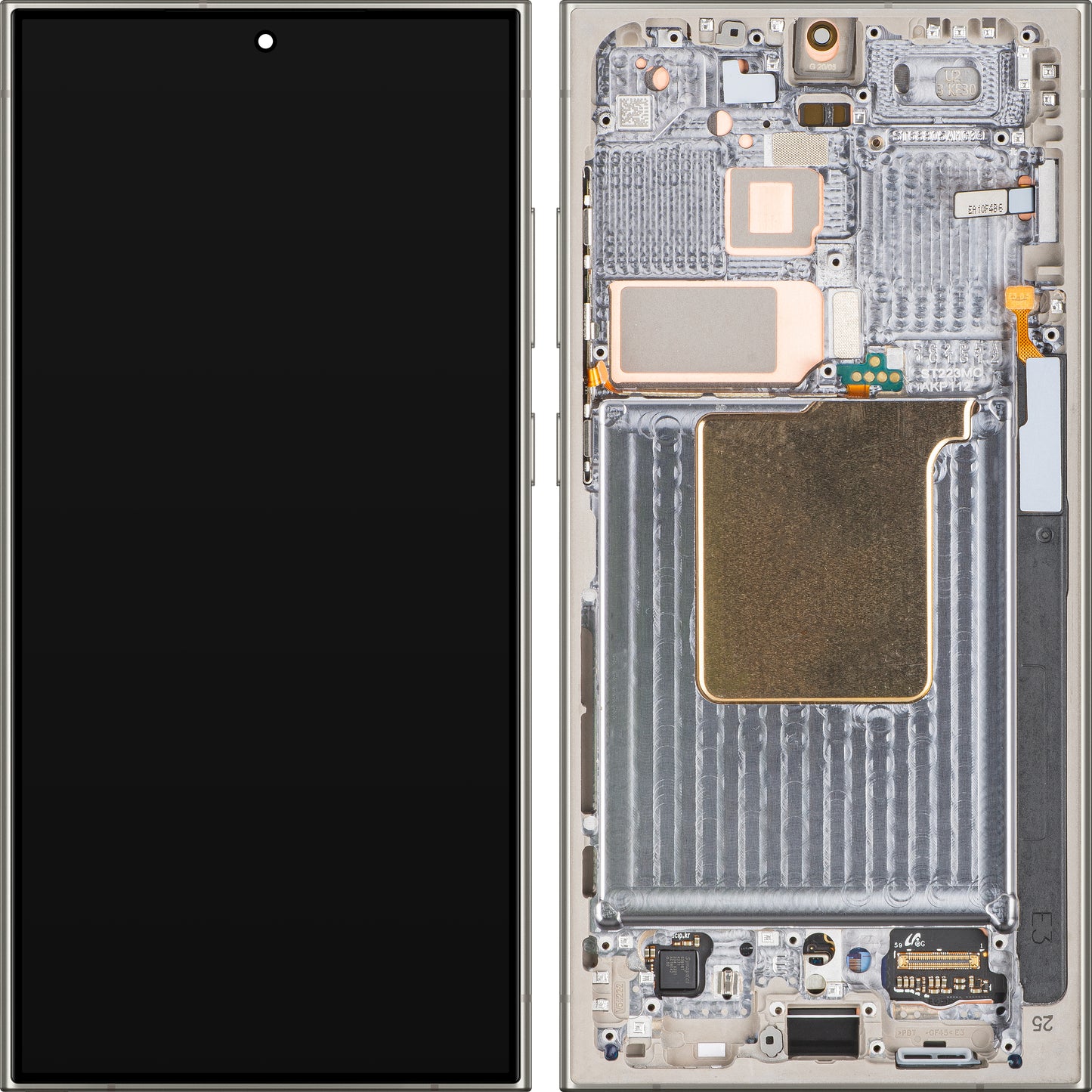 Écran tactile Samsung Galaxy S24 Ultra S928, avec cadre, gris titane, Service Pack GH82-33396A