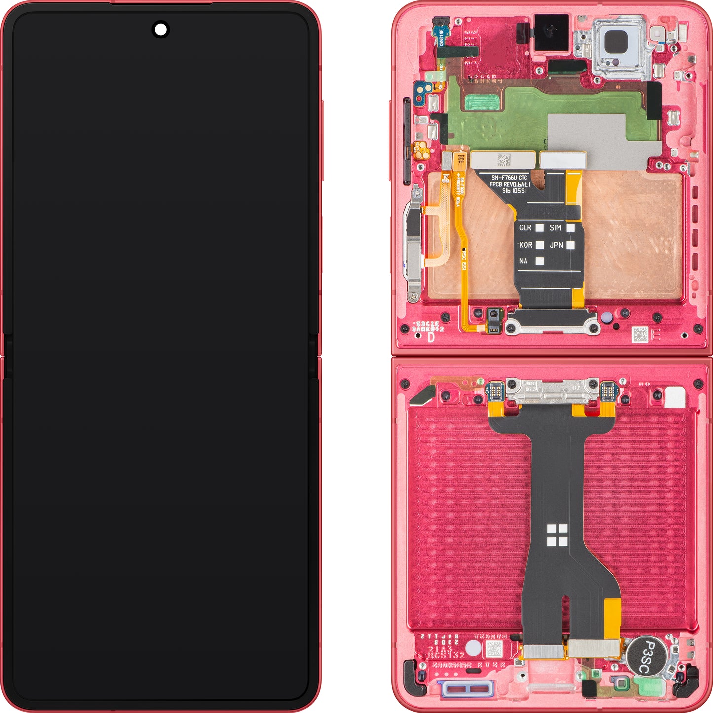 Samsung Galaxy Z Flip7 F766 Touchscreen-Display mit Rahmen, Sub Inner, Koralle (Korallenrot), Service Pack GH82-37581D