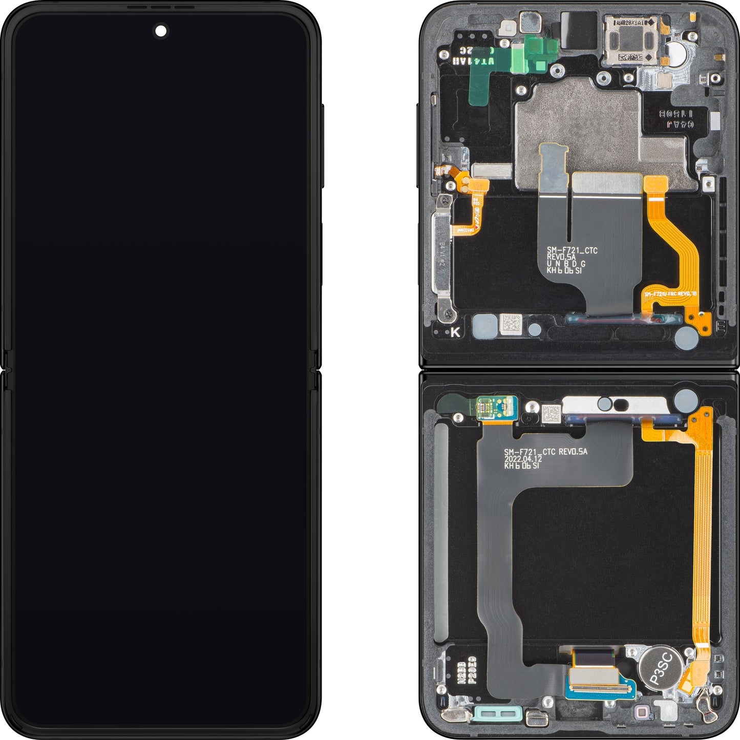 Samsung Galaxy Z Flip4 F721 Touchscreen-Display mit Rahmen, Sub Inner, Schwarz, Service Pack GH82-29440E