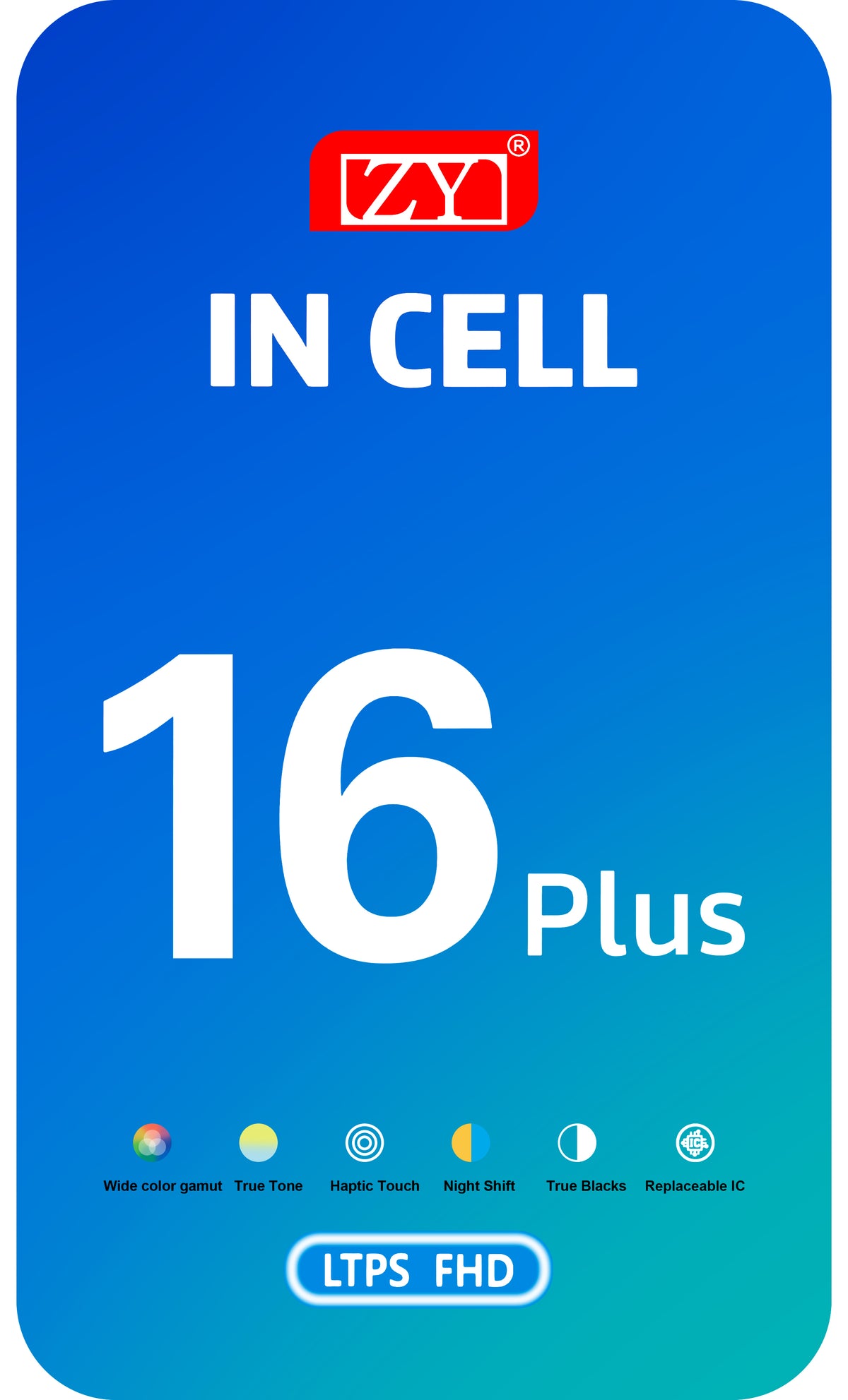 Écran avec Touchscreen ZY pour Apple iPhone 16 Plus, avec Cadre, Version LCD In-Cell IC Movable, Noir