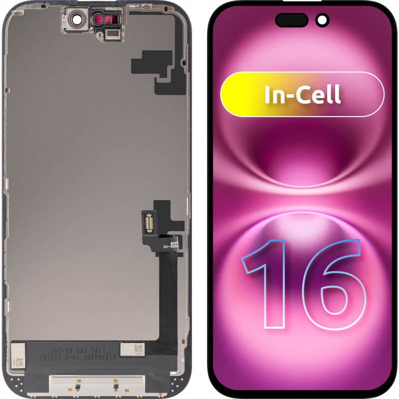 ZY Touchscreen Display for Apple iPhone 16, with Frame, In-Cell LCD Version, Black