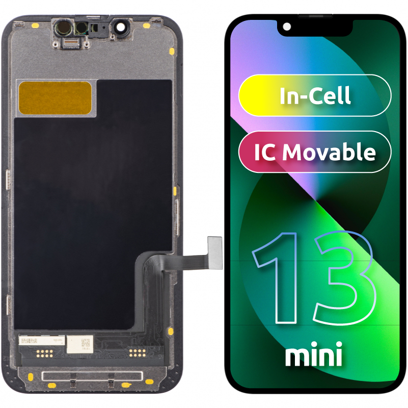 ZY Écran tactile pour Apple iPhone 13 mini, avec cadre, LCD In-Cell IC mobile, noir