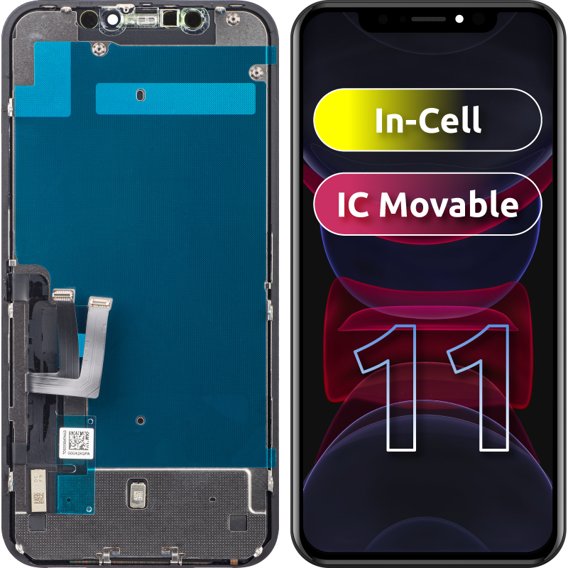 ZY Touchscreen Display für Apple iPhone 11, mit Rahmen, LCD In-Cell IC beweglich, Schwarz
