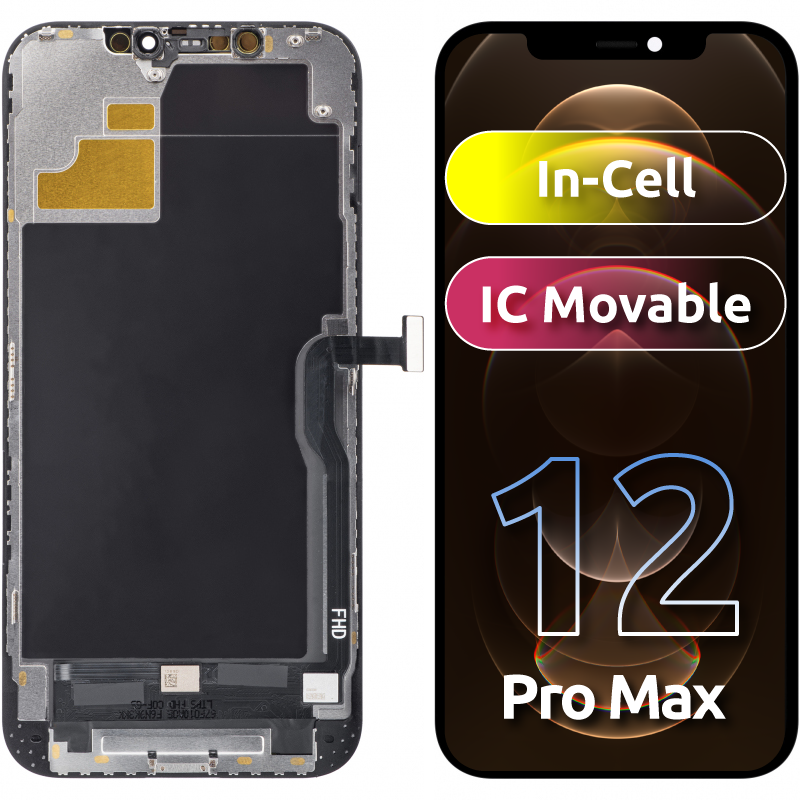 ZY Écran tactile pour Apple iPhone 12 Pro Max, avec cadre, In-Cell IC Movable LCD Version, Noir