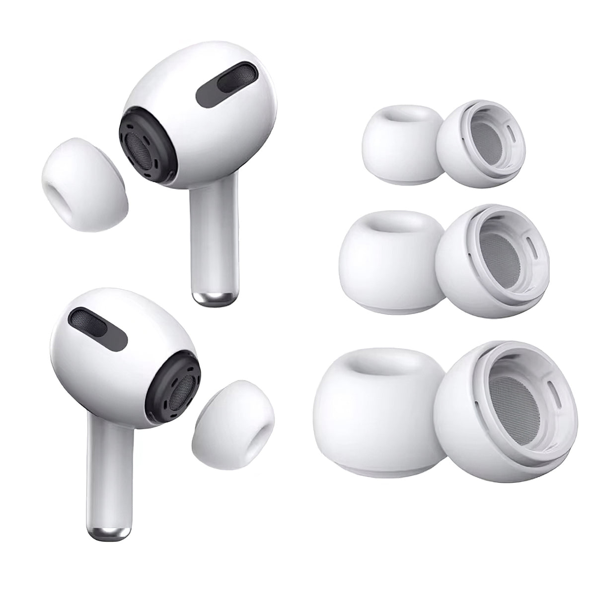 Embouts Tech-Protect pour Apple AirPods Pro Series, Taille S / M / L, Blancs