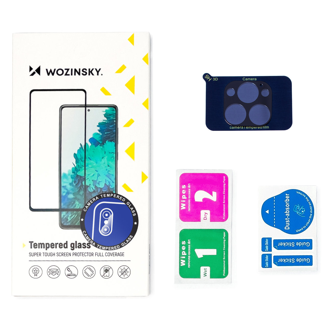 Film de protection pour caméra arrière WZK pour Apple iPhone 15 Pro Max, Verre Trempé, Noir