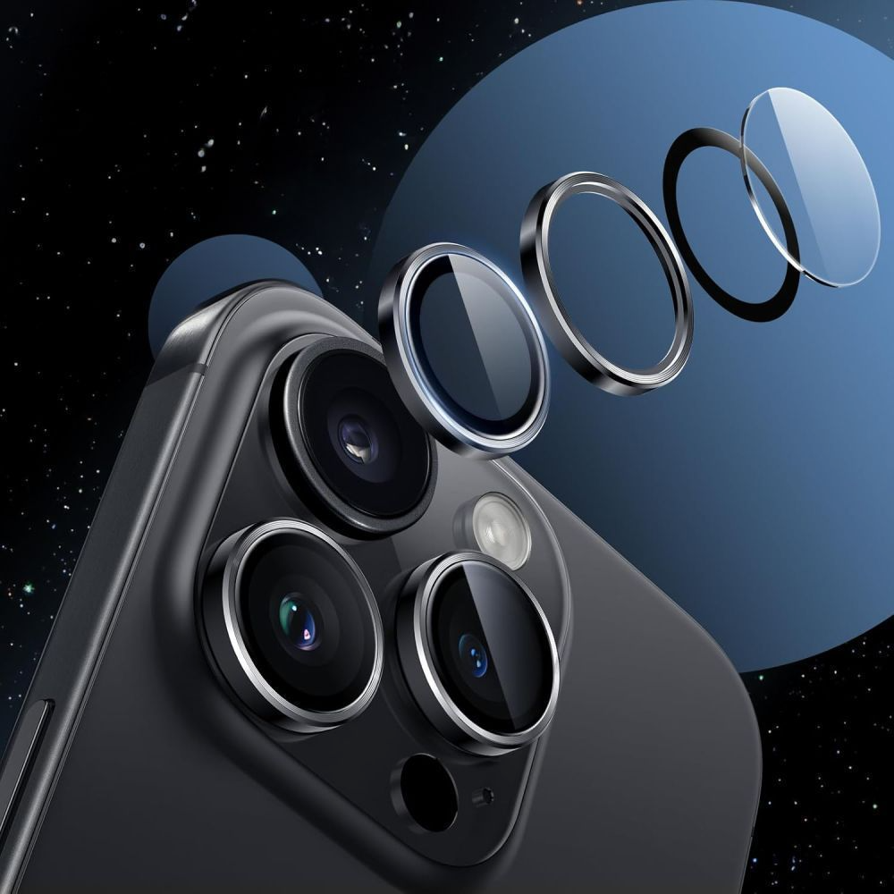 Tech-Protect CamRing Fit+ Rear Camera Protection Film for Apple iPhone 17 Pro Max / 17 Pro / 16 Pro Max, Tempered Glass, Orange