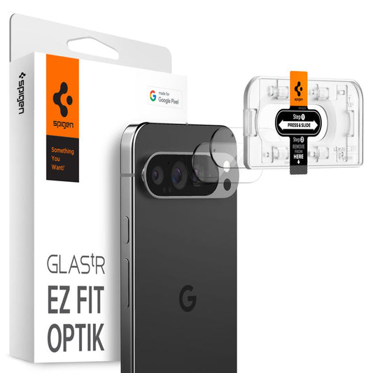 Rückseitige Kamera-Schutzfolie Spigen EZ FIT für Google Pixel 9 Pro, glasgeschützt, Set 2 Stück AGL08444