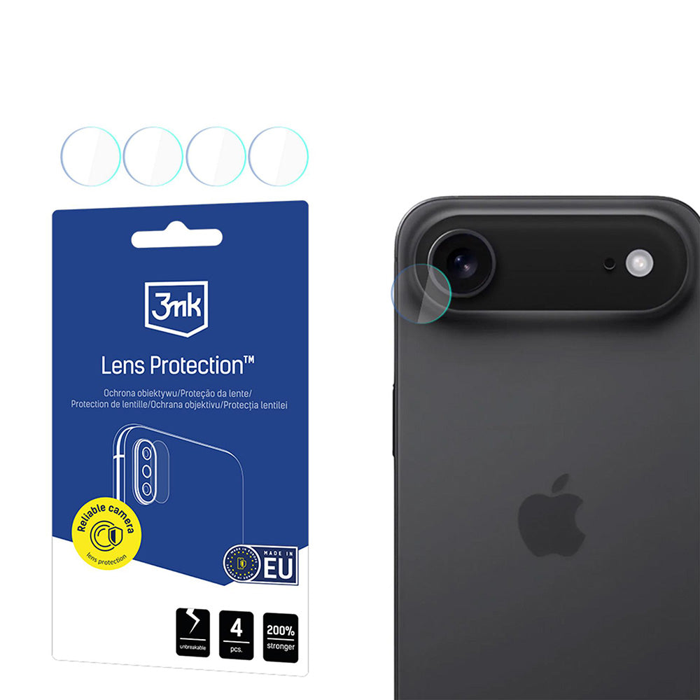 Film de protection pour caméra arrière 3MK Protection pour Apple iPhone 17 Air, Verre Flexible, Lot de 4 pièces, Transparent