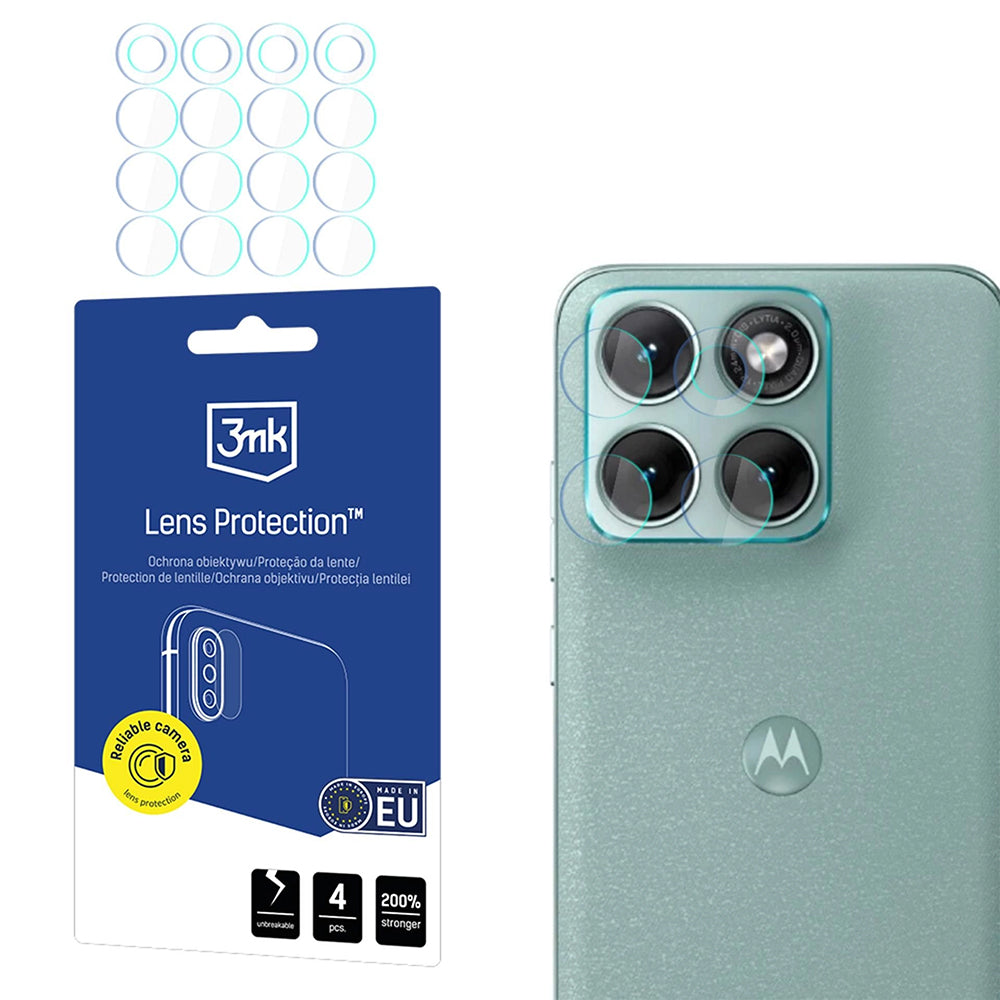 Film de protection pour caméra arrière 3MK Protection pour Motorola Edge 70 Fusion, Verre Flexible, Lot de 4 pièces, Transparent