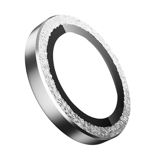 Film de protection pour caméra arrière Blueo Glitter Diamond Metal Frame pour Apple iPhone 16 Pro Max / 16 Pro, Verre trempé, Argenté