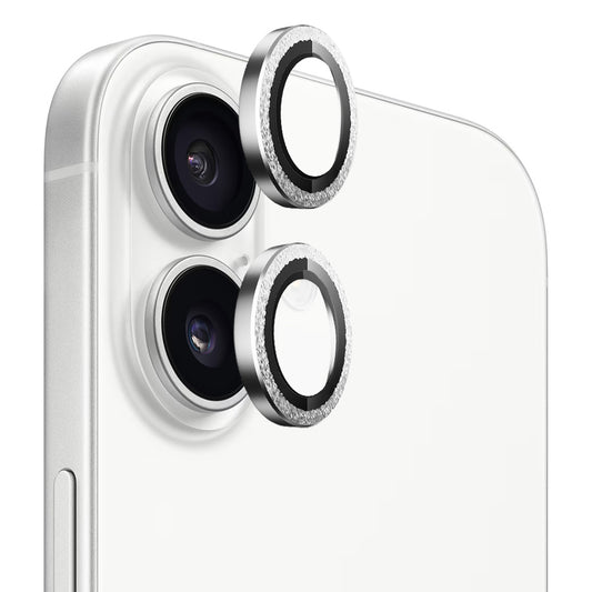 Film de protection Caméra Arrière Blueo Glitter Diamond Metal Frame pour Apple iPhone 17, Verre Trempé, Argenté