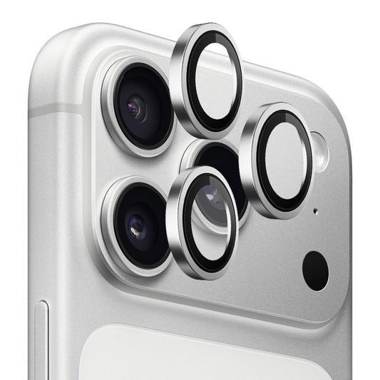 Film de protection Caméra Arrière Blueo Metal Frame pour Apple iPhone 17 Pro Max / 17 Pro, Verre Trempé, Argenté