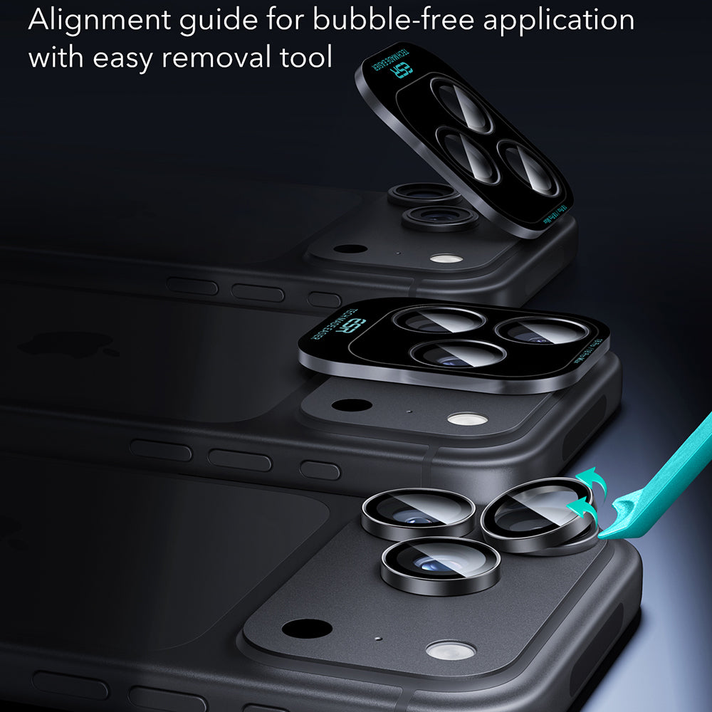 ESR Armorite Rückkamera-Schutzfolie für Apple iPhone 18 Pro / 18 Pro Max, gehärtetes Glas, 2er-Set, Schwarz