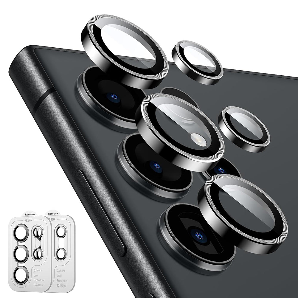 Schutzfolie ESR für die Rückkamera des Samsung Galaxy S24 Ultra S928, gehärtetes Glas, Set mit 2 Stück, Schwarz