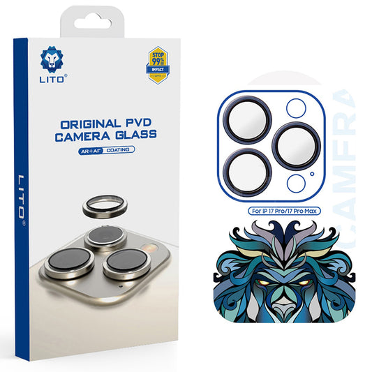 Schutzfolie Lito Titanium AR für die Rückkamera des Apple iPhone 17 Pro Max / 17 Pro, gehärtetes Glas, Marineblau