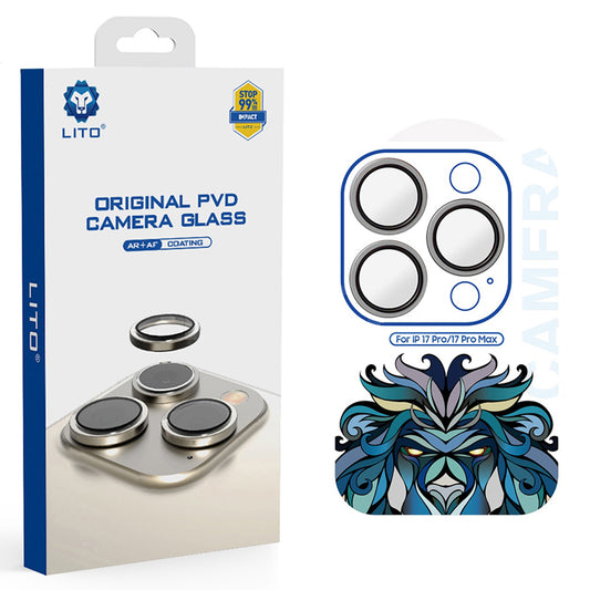 Schutzfolie Lito Titanium AR für die Rückkamera des Apple iPhone 17 Pro Max / 17 Pro, gehärtetes Glas, Grau