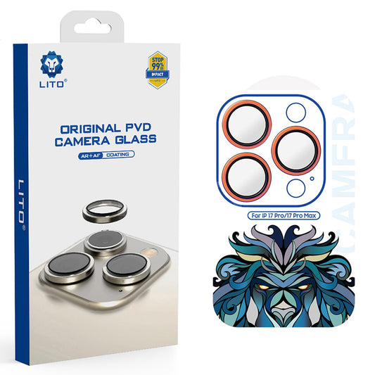 Schutzfolie Lito Titanium AR für die Rückkamera des Apple iPhone 17 Pro Max / 17 Pro, gehärtetes Glas, Orange