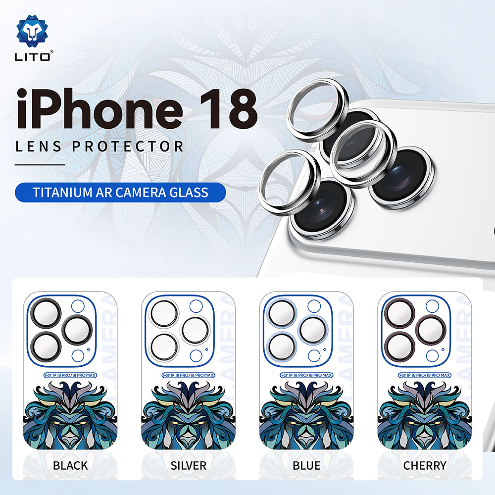 Rückkamera-Schutzfolie Lito Titanium AR für Apple iPhone 18 Pro / 18 Pro Max, gehärtetes Glas, Weinrot