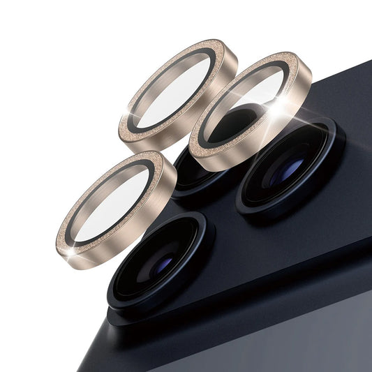 Film de protection pour caméra arrière PanzerGlass Hoops Glitter pour Apple iPhone 17 Pro Max / 17 Pro / 16 Pro Max / 16 Pro, Verre Trempé, Doré.