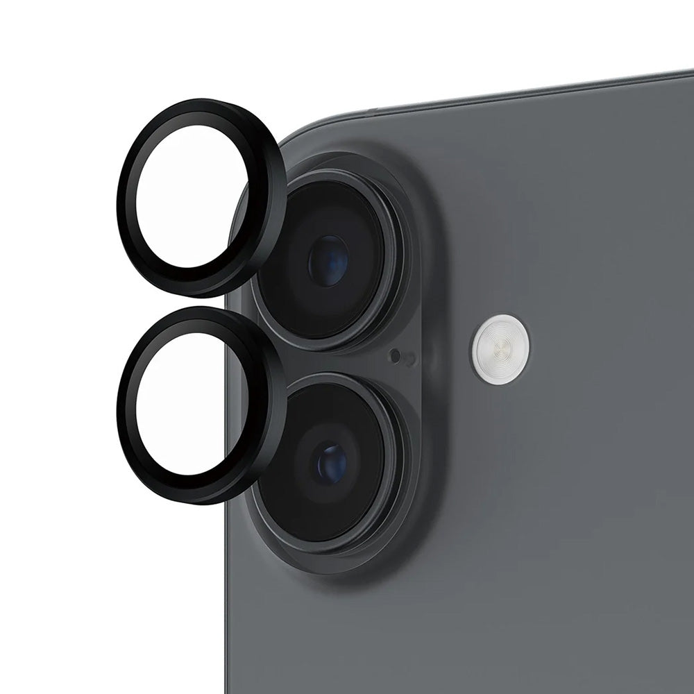 Schutzfolie PanzerGlass Hoops für die Rückkamera des Apple iPhone 17 / 16 Plus / 16, gehärtetes Glas, Schwarz