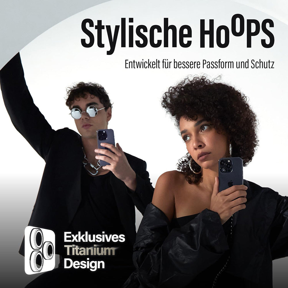 Schutzfolie PanzerGlass Safe für die Rückkamera. Glitter für Apple iPhone 16 Pro Max / 16 Pro, gehärtetes Glas, Goldfarben.