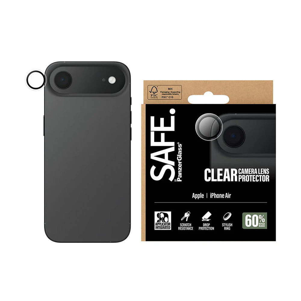 Schutzfolie PanzerGlass Safe für die Rückkamera. für Apple iPhone 17 Air, gehärtetes Glas, Transparent.