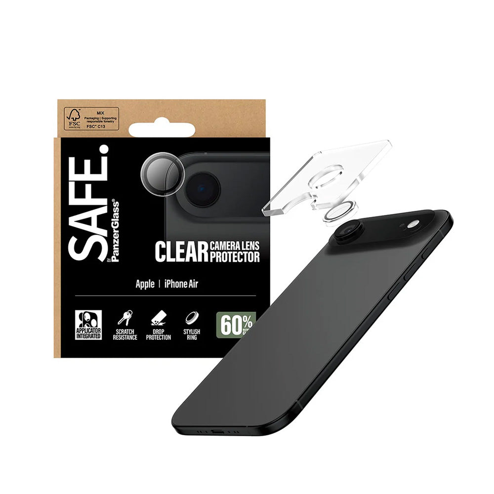 Schutzfolie PanzerGlass Safe für die Rückkamera. für Apple iPhone 17 Air, gehärtetes Glas, Transparent.