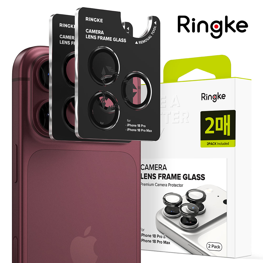 Film de protection pour caméra arrière Ringke pour Apple iPhone 18 Pro / 18 Pro Max, Verre trempé, Lot de 2 pièces, Transparent