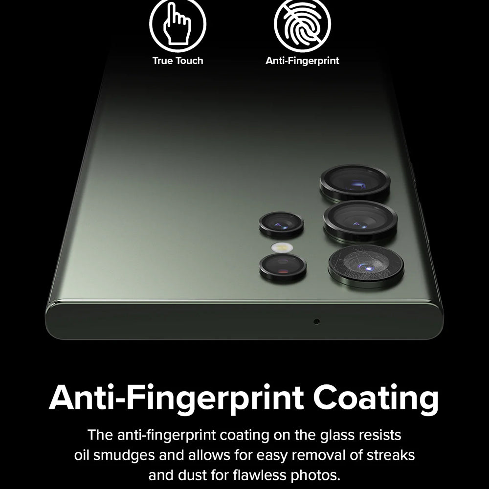 Schutzfolie Ringke für die Rückkamera des Samsung Galaxy S23 Ultra S918, gehärtetes Glas, Schwarz