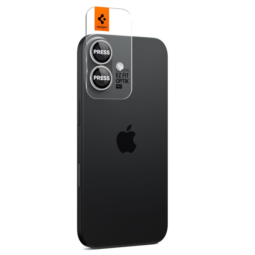 Film de protection pour caméra arrière Spigen GlastR EZ FIT Optik Pro pour Apple iPhone 17 / 16 Plus / 16, Verre Trempé, Lot de 2 pièces, Argenté