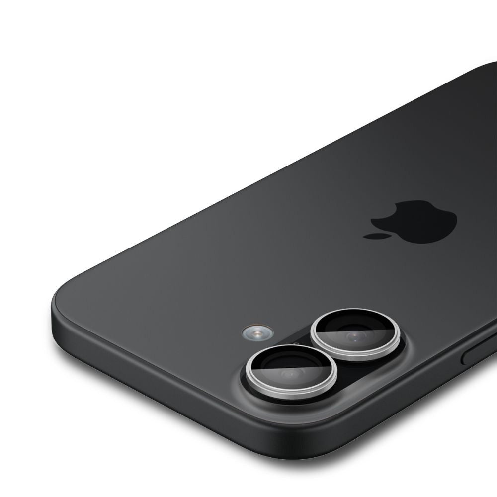 Film de protection pour caméra arrière Spigen GlastR EZ FIT Optik Pro pour Apple iPhone 17 / 16 Plus / 16, Verre Trempé, Lot de 2 pièces, Argenté