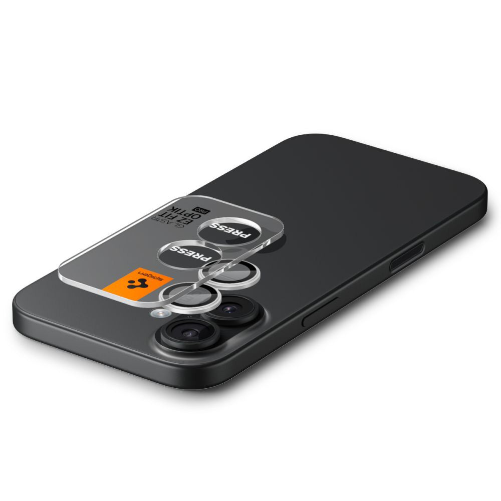 Film de protection pour caméra arrière Spigen GlastR EZ FIT Optik Pro pour Apple iPhone 17 / 16 Plus / 16, Verre Trempé, Lot de 2 pièces, Argenté