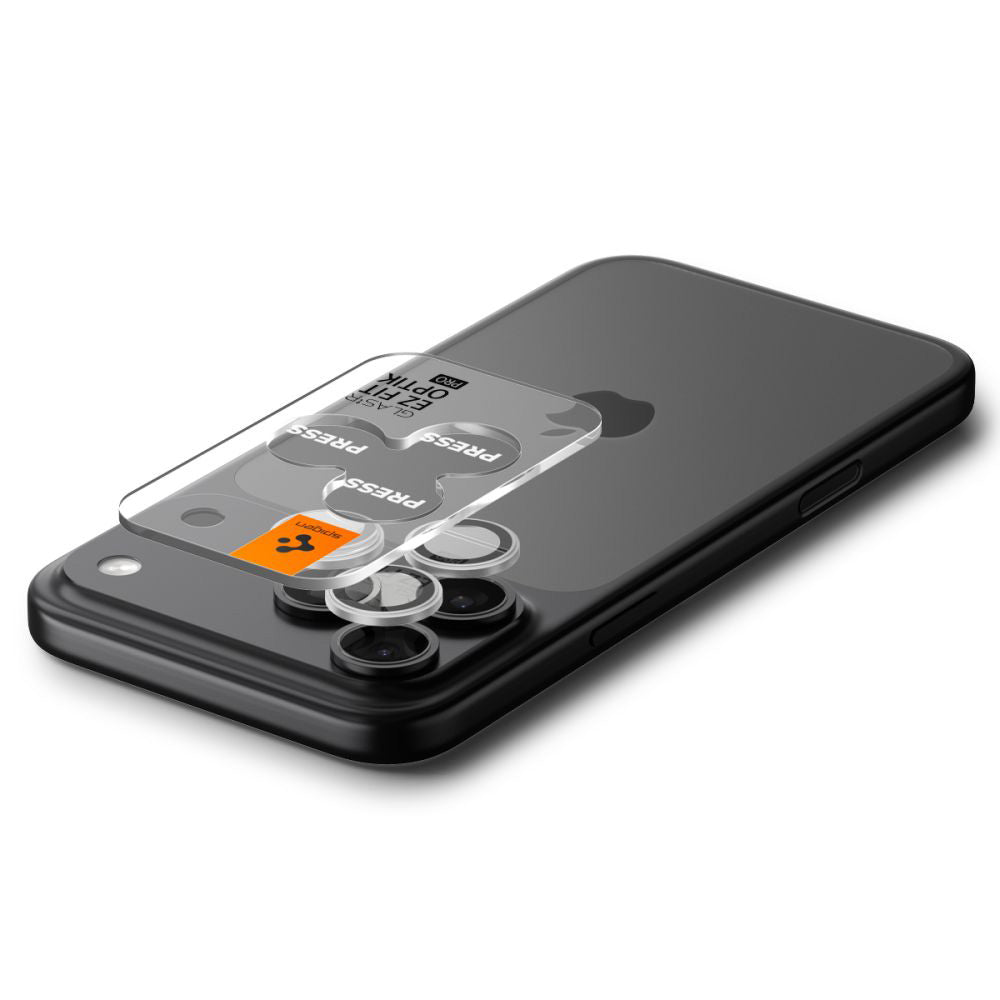 Film de protection pour caméra arrière Spigen GlastR EZ FIT Optik Pro pour Apple iPhone 17 Pro Max / 17 Pro, Verre Trempé, Set de 2 pièces, Argenté
