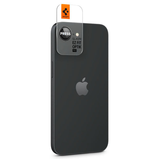 Film de protection Caméra Arrière Spigen GlastR EZ FIT Optik Pro pour Apple iPhone 17e / 16e, Verre Trempé, Set 2 pièces, Noir AGL09279