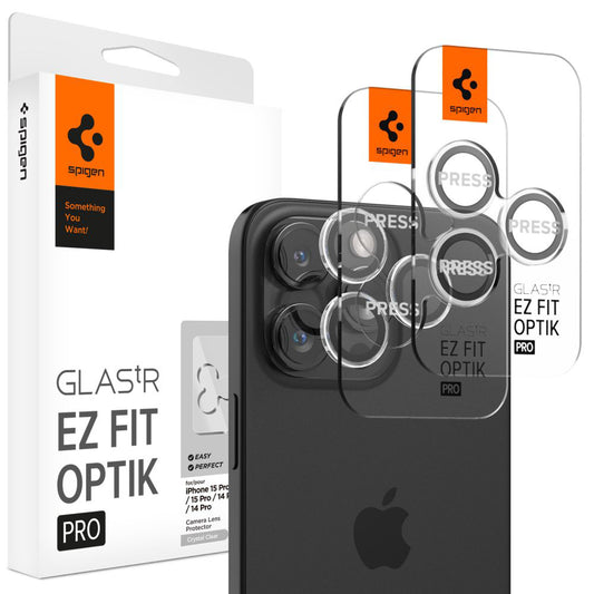 Film de protection pour caméra arrière Spigen GlastR EZ FIT Optik Pro pour Apple iPhone 17 Pro Max / 17 Pro, Verre Trempé, Lot de 2 pièces, Transparent