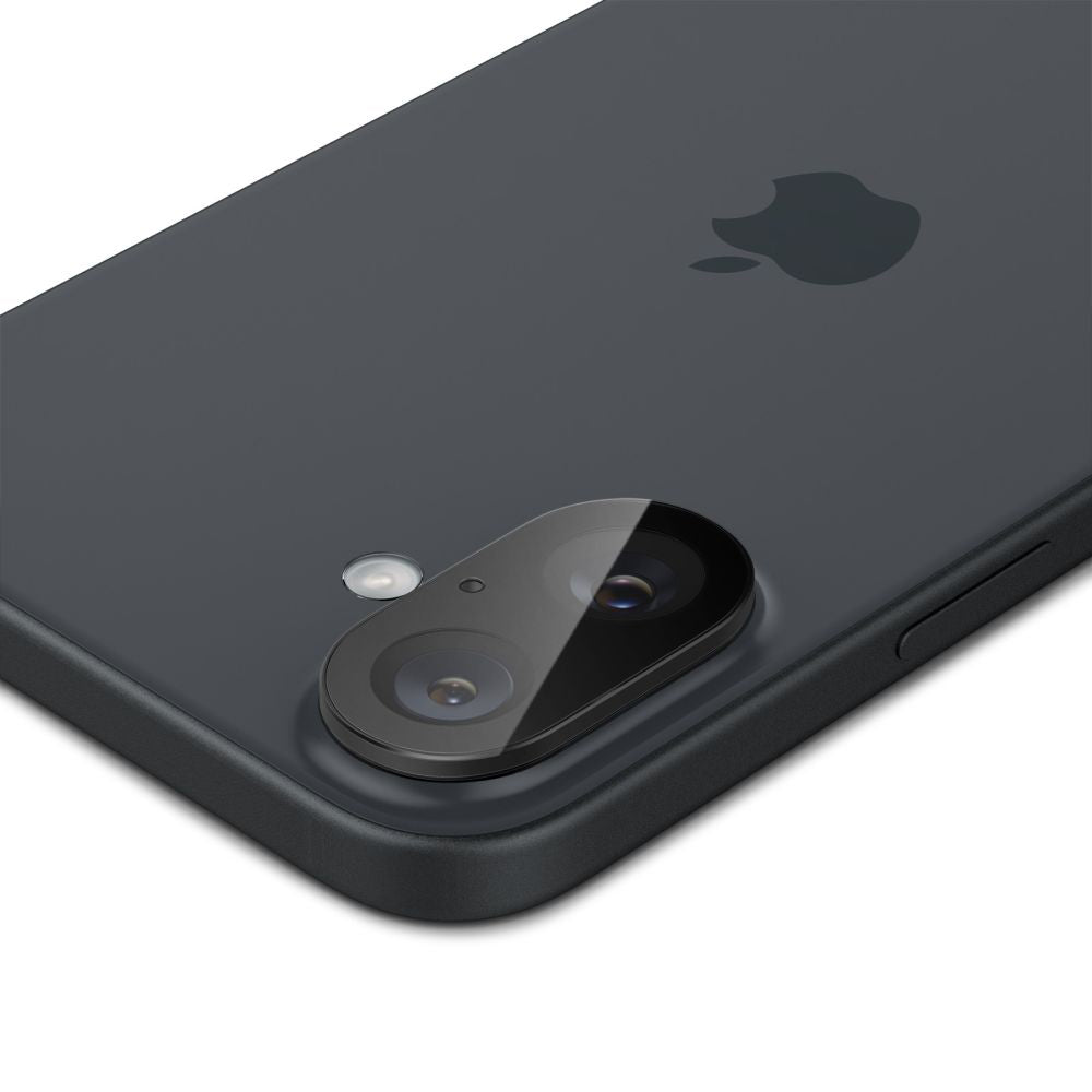 Film de protection pour caméra arrière Spigen GlastR Optik pour Apple iPhone 16 Plus / 16, Verre Trempé, Lot de 2 pièces, Noir AGL07922