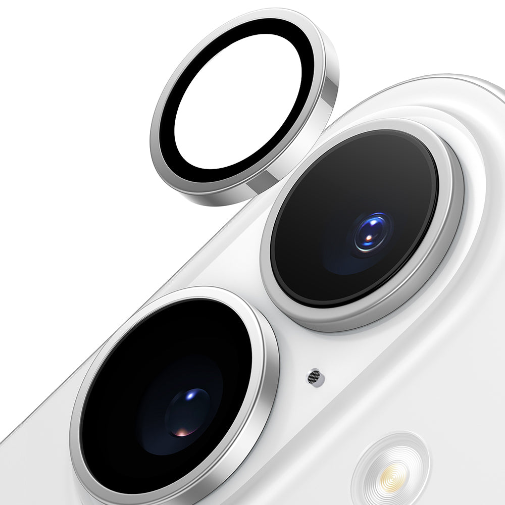 Film de protection Caméra Arrière Torras Lensguard pour Apple iPhone 16 Plus / 16, Verre Trempé, Gris Métallique