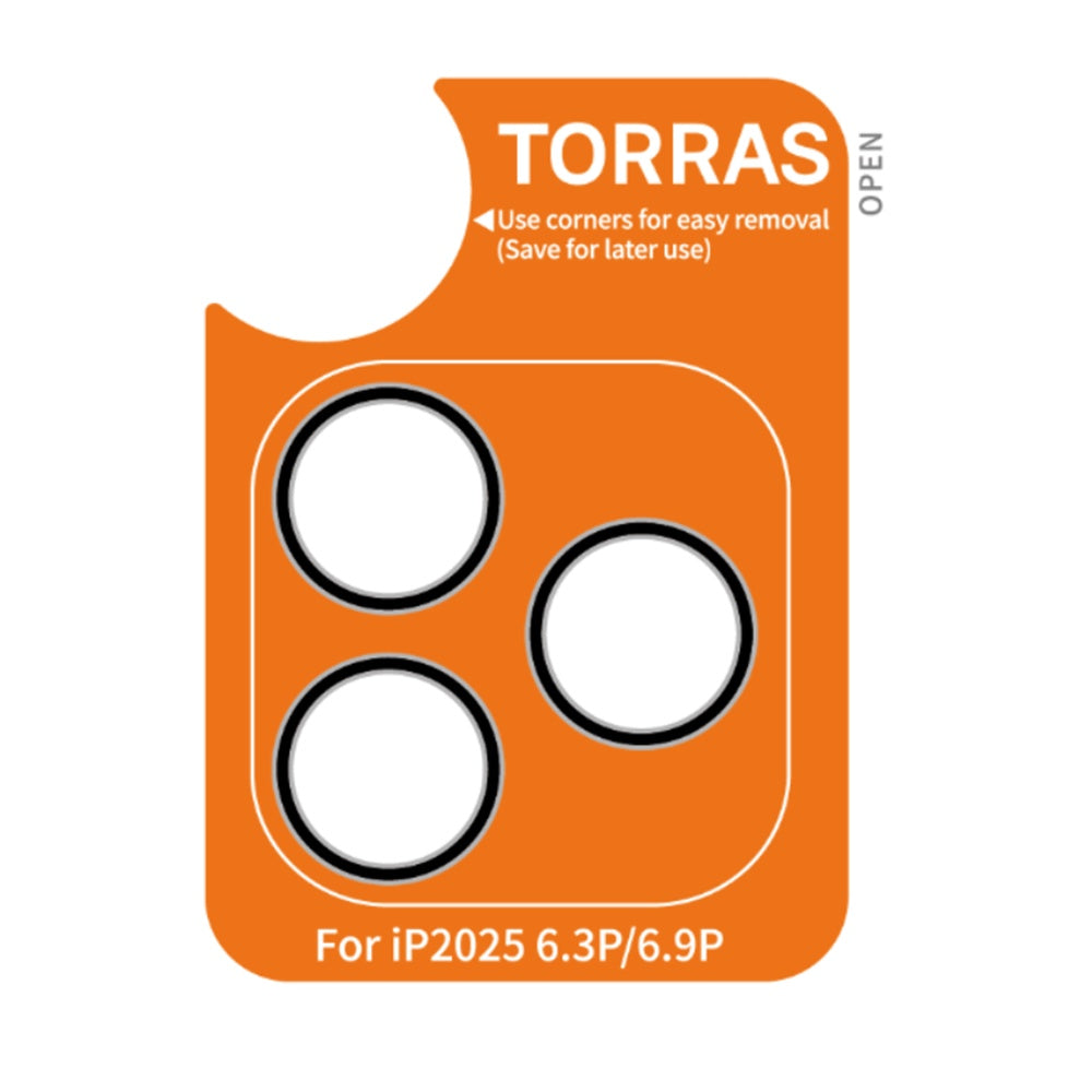 Torras Lensguard Rückkamera-Schutzfolie für Apple iPhone 17 Pro Max / 17 Pro, gehärtetes Glas, Schwarz