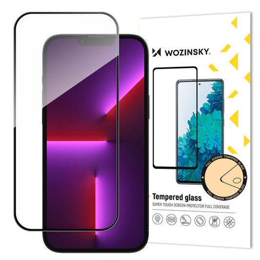 WZK Film de protection d'écran pour Apple iPhone 15 Plus, verre blindé, collage intégral, compatible avec le boîtier, noir