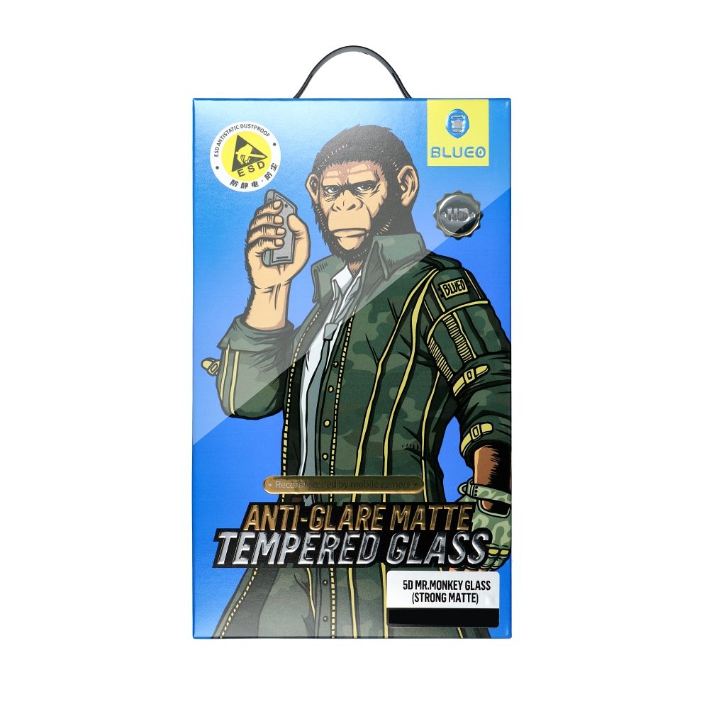 Film de protection d'écran Blueo pour Apple iPhone 15 Pro Max, Verre Trempé, Full Glue, 5D, Noir