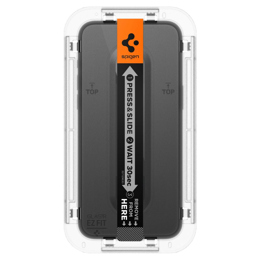 Spigen EZ FIT Film de protection d'écran pour Apple iPhone 15, verre blindé, collage intégral, 2.5D, compatible avec les boîtiers, noir AGL06908 AGL06908