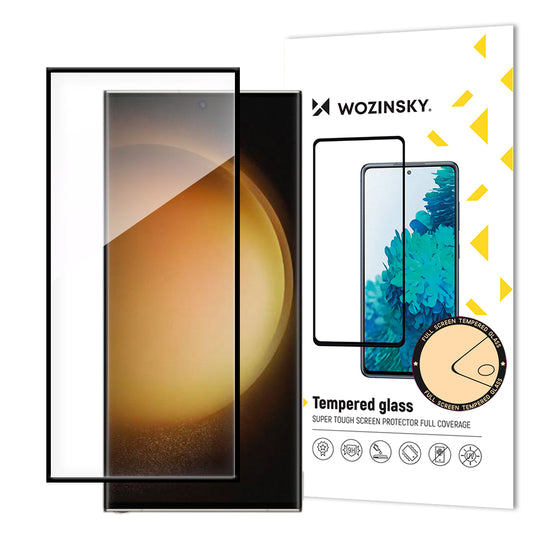 WZK Displayschutzfolie für Samsung Galaxy S24 Ultra S928, abgeschirmtes Glas, Vollverklebung, schwarz